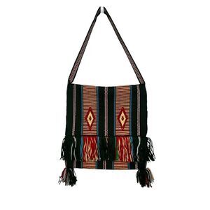 Southwest Western  Style Woven Shoulder Tote Bag Yarn Tassels Large Boho